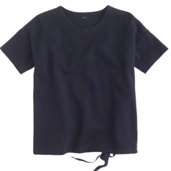 J crew Short sleeve Navy Nautical Casual Coastal Short Sleeves Sweatshirt Top M - Picture 2 of 6